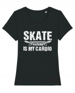 Skateboarding Is My Cardio | Cool Skater Tricou mânecă scurtă guler larg fitted Damă Expresser