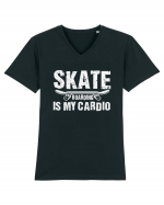 Skateboarding Is My Cardio | Cool Skater Tricou mânecă scurtă guler V Bărbat Presenter