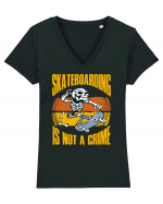 Skeleton Skateboarding Is Not A Crime Tricou mânecă scurtă guler V Damă Evoker