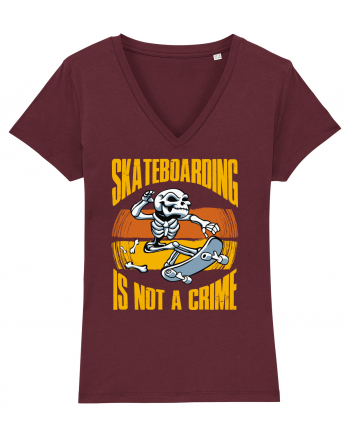 Skeleton Skateboarding Is Not A Crime Burgundy