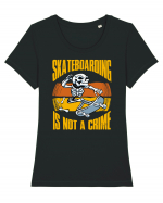 Skeleton Skateboarding Is Not A Crime Tricou mânecă scurtă guler larg fitted Damă Expresser