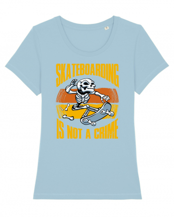 Skeleton Skateboarding Is Not A Crime Sky Blue