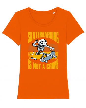 Skeleton Skateboarding Is Not A Crime Bright Orange