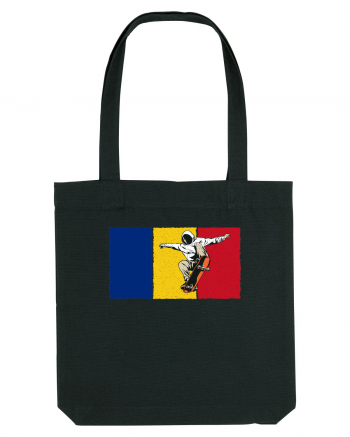 Vintage Romanian Flag Skateboarding Black