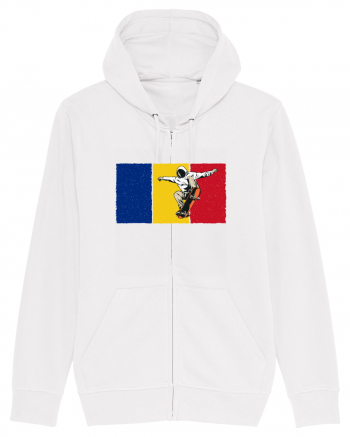 Vintage Romanian Flag Skateboarding White