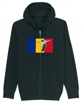 Vintage Romanian Flag Skateboarding Black