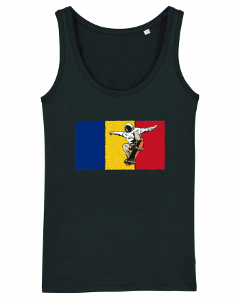 Vintage Romanian Flag Skateboarding Black