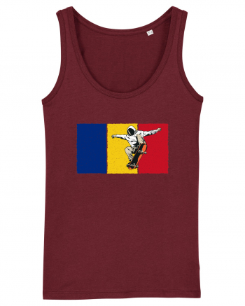 Vintage Romanian Flag Skateboarding Burgundy