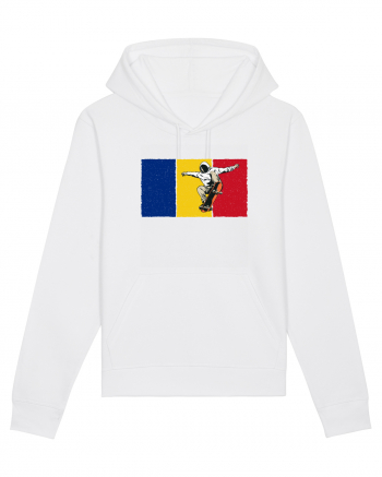 Vintage Romanian Flag Skateboarding White