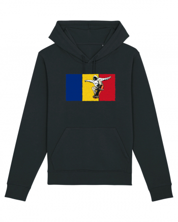 Vintage Romanian Flag Skateboarding Black