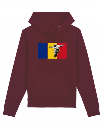 Vintage Romanian Flag Skateboarding Burgundy