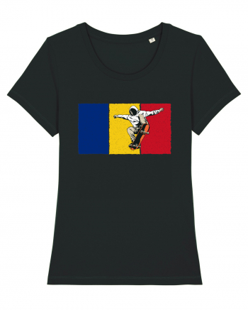 Vintage Romanian Flag Skateboarding Black