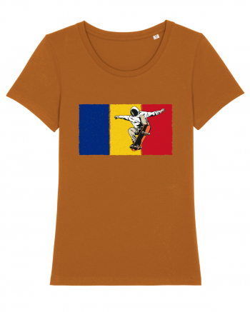 Vintage Romanian Flag Skateboarding Roasted Orange