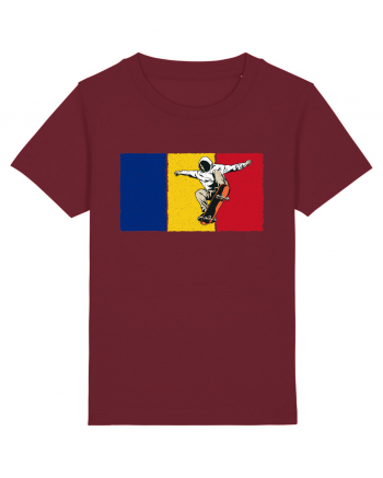 Vintage Romanian Flag Skateboarding Burgundy