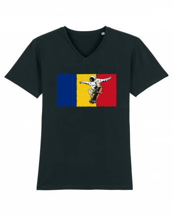 Vintage Romanian Flag Skateboarding Black