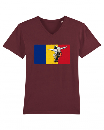 Vintage Romanian Flag Skateboarding Burgundy