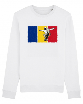 Vintage Romanian Flag Skateboarding White