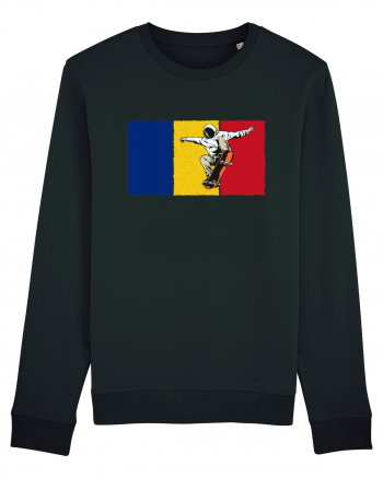 Vintage Romanian Flag Skateboarding Black