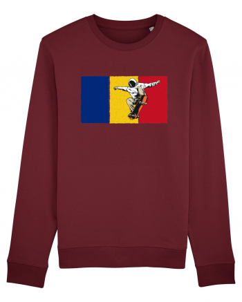 Vintage Romanian Flag Skateboarding Burgundy