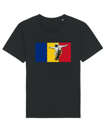 Vintage Romanian Flag Skateboarding Black