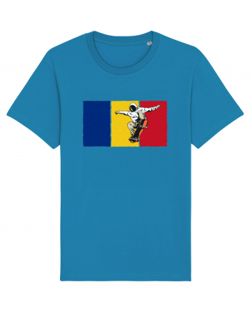 Vintage Romanian Flag Skateboarding Azur