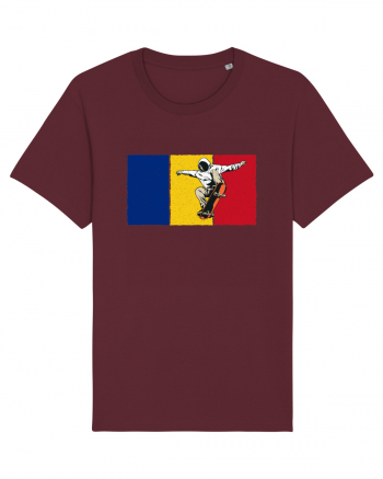 Vintage Romanian Flag Skateboarding Burgundy