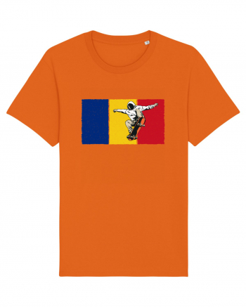 Vintage Romanian Flag Skateboarding Bright Orange