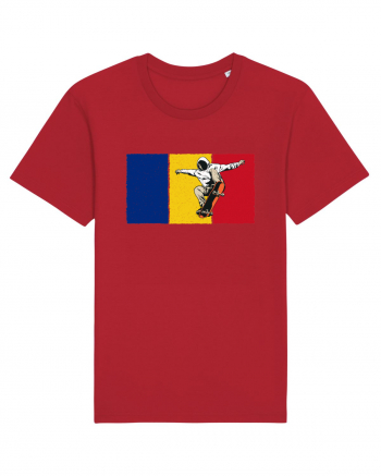 Vintage Romanian Flag Skateboarding Red