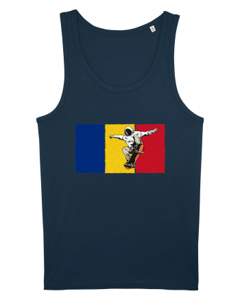 Vintage Romanian Flag Skateboarding Navy