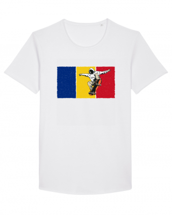 Vintage Romanian Flag Skateboarding White