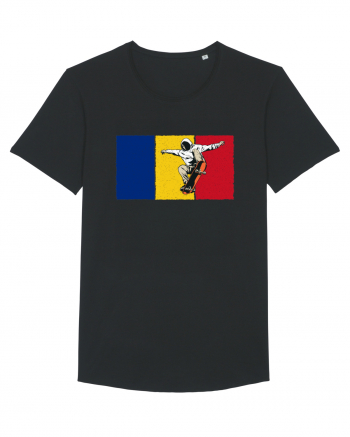 Vintage Romanian Flag Skateboarding Black