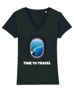 Travel time  Tricou mânecă scurtă guler V Damă Evoker