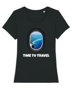 Travel time  Tricou mânecă scurtă guler larg fitted Damă Expresser