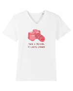 Take a picture, it lasts longer (pink) Tricou mânecă scurtă guler V Bărbat Presenter