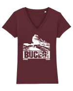 Călător în România - Sfinxul din Bucegi Tricou mânecă scurtă guler V Damă Evoker