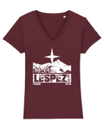 Călător în România - Vf Lespezi Tricou mânecă scurtă guler V Damă Evoker