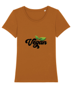 VEGAN Tricou mânecă scurtă guler larg fitted Damă Expresser