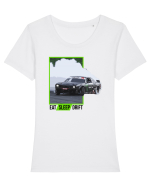 Eat, sleep, drift! Tricou mânecă scurtă guler larg fitted Damă Expresser