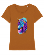 Neon Unicorn Dreams Tricou mânecă scurtă guler larg fitted Damă Expresser