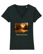 Fall in love with moments Tricou mânecă scurtă guler V Damă Evoker