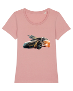 Flăcări în viteză Tricou mânecă scurtă guler larg fitted Damă Expresser