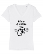 Home is where the cat is Tricou mânecă scurtă guler V Damă Evoker