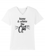 Home is where the cat is Tricou mânecă scurtă guler V Bărbat Presenter