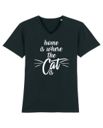 Home is where the cat is Tricou mânecă scurtă guler V Bărbat Presenter