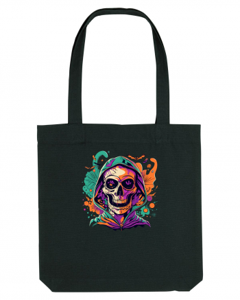 Vibrant Halloween Skull: Spooky and Colorful Delight! Black