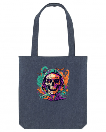 Vibrant Halloween Skull: Spooky and Colorful Delight! Midnight Blue