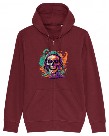 Vibrant Halloween Skull: Spooky and Colorful Delight! Burgundy