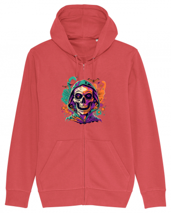 Vibrant Halloween Skull: Spooky and Colorful Delight! Carmine Red