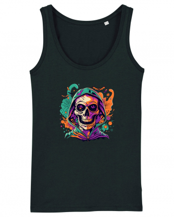 Vibrant Halloween Skull: Spooky and Colorful Delight! Black