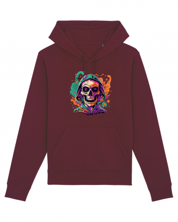 Vibrant Halloween Skull: Spooky and Colorful Delight! Burgundy